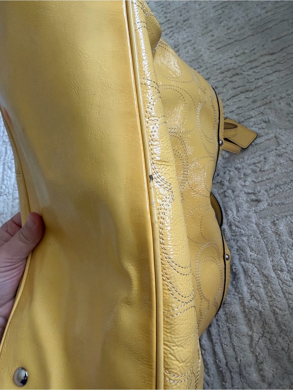 Coach y2k yellow tote patent leather kisslock purse handbag - Picture 4 of 12